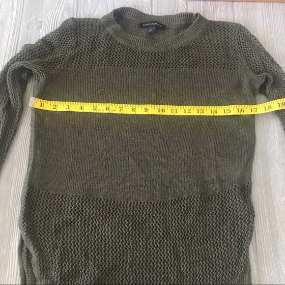 BANANA REPUBLIC Olive Green Loose Knit Linen Sweater with Side Slits - Picture 9 of 12